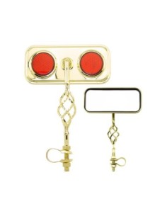 Rectangle Cage Mirror Gold Red Reflectors.